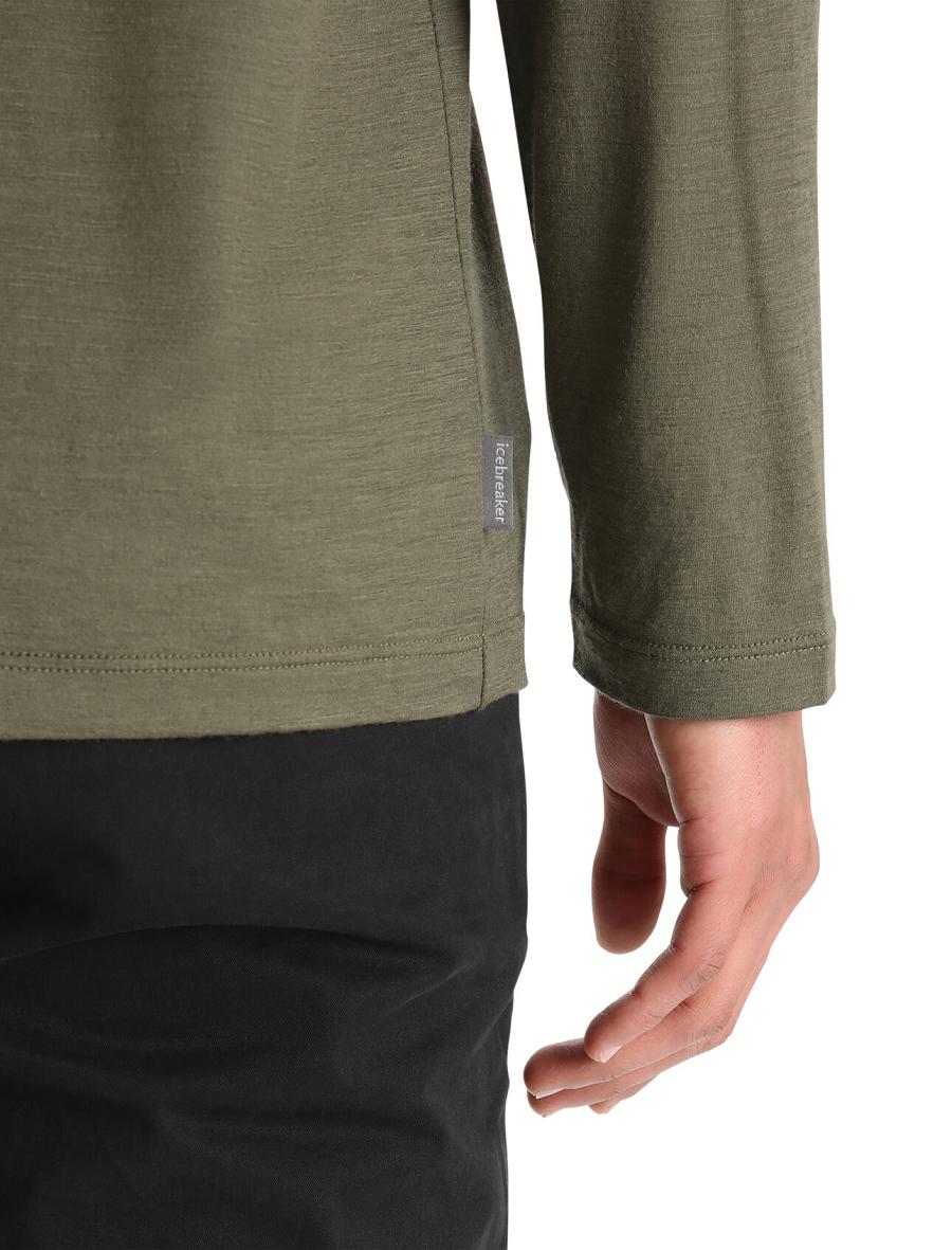 Men's Icebreaker Merino Granary Pocket T-Shirt Long Sleeve Loden | CA 1709VRWD